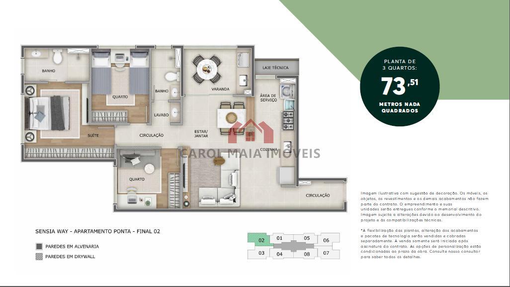 Apartamento à venda com 3 quartos, 66m² - Foto 2