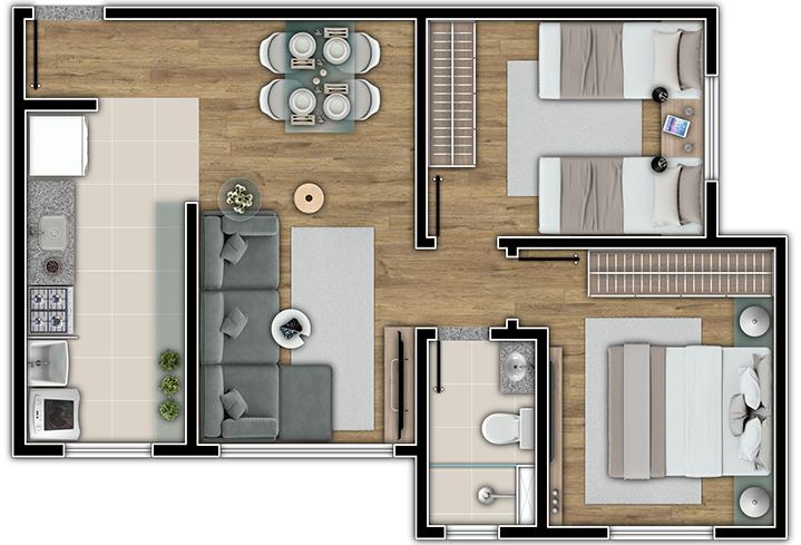 Apartamento à venda com 2 quartos, 48m² - Foto 7